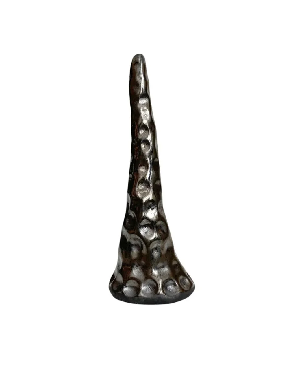 Metallic Black Ceramic Brutalist Ring Holder | Textured Handmade MCM Boho Style